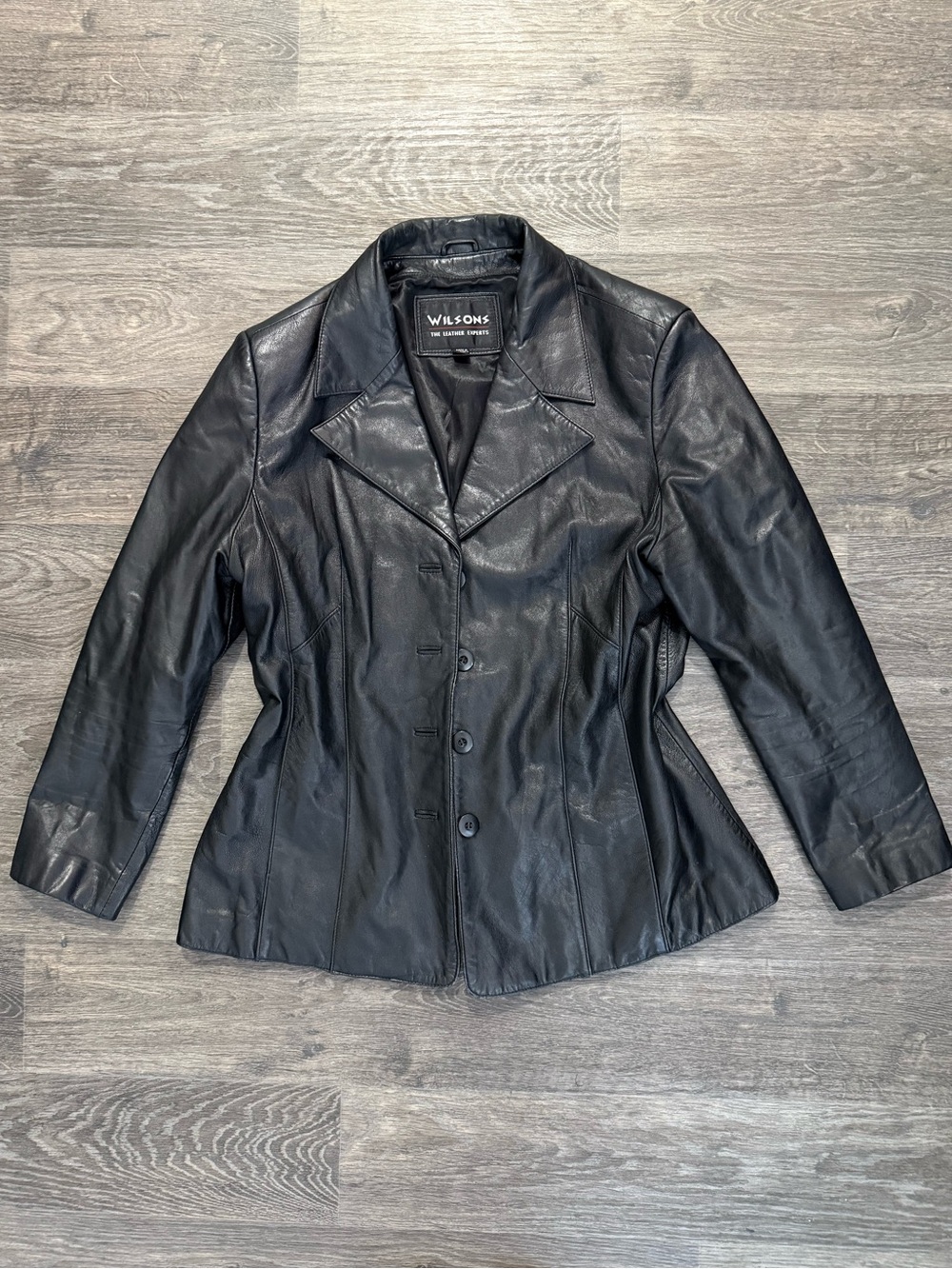 Wilson’s Leather Black 100% Leather Button-Front Jacket